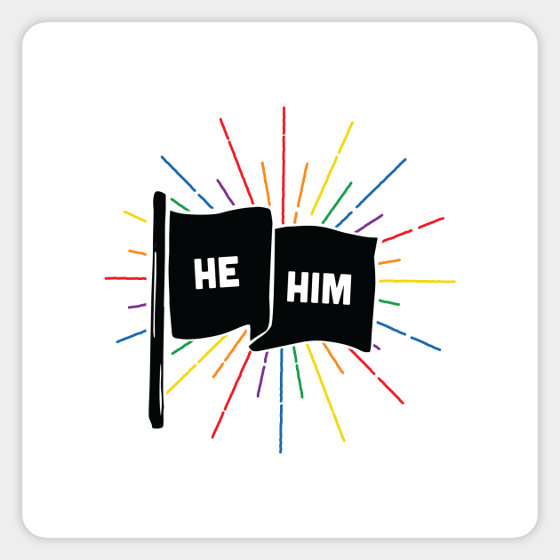 He/Him Pronouns Retro Flag Sticker by lavenderhearts